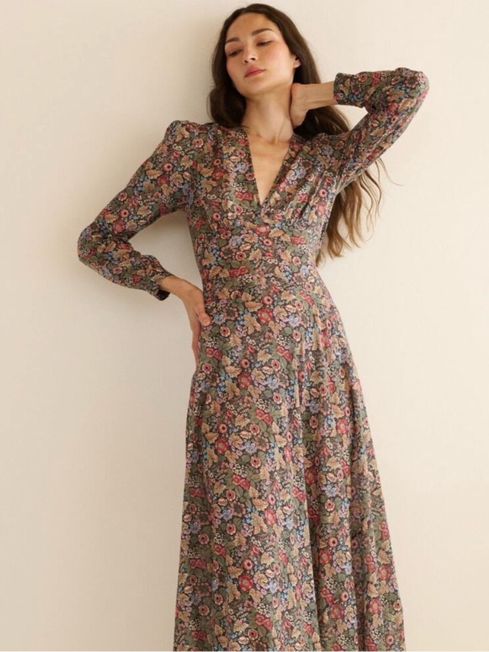 NWT Dôen Charleston Floral Long Sleeve Cotton Maxi Dress